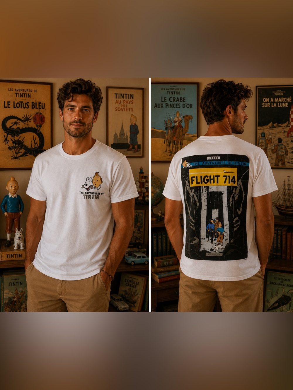 Vintage Tintin T Shirt The Adventures of Tintin Flight 714